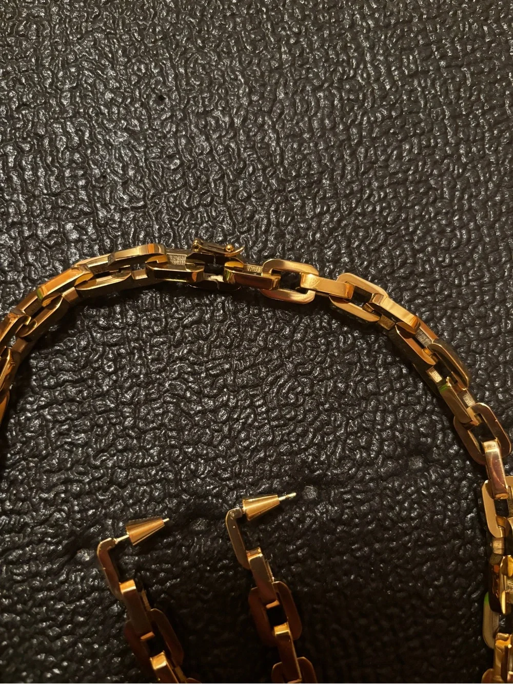 Eddie Borgo Supra Link 12K Gold Plated Necklace & Drop Earrings Set